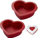 Silicone Heart Shaped Cake Pans 6 inch, NonStick Easy Release Heart Silicone Mini Cake Molds for Baking Bread, Easy Clean Brownies Pan Set for Oven, Microwave, Air Fryer and Freezer (6 Inch 2PCS)