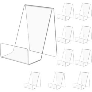 10 Pack 3" x 4" Acrylic Book Stand, Clear Book Display Stand, Easel Transparent Display Stand Holder Tablet Holder for Displaying Pictures, Albums, Books, Music Sheets, Notebooks, Artworks, CDs