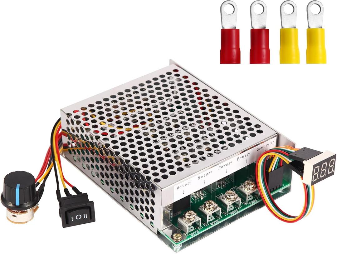 PWM DC Motor Speed Controller, DC 10V-55V / Rated 60A / Max 100A Brush Motor Stepless Speed Controller with LED Display & Forward-Brake-Reverse Switch & Ajustable Potentiometer