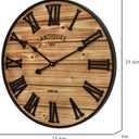 24 Inch Farmhouse Wall Clock - Antique Rustic Wood Finish, Silent Battery-Operated Timepiece with Stylish Decor for Home, Office, Kitchen, Bedroom & Living Room