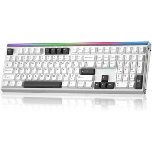 Aula H108 Wireless Silent Mechanical Keyboard with Number Pad Hot Swappable | Full Size Keyboard with Gasket Structure, RGB Backlit Light Box, Computer Gaming Keyboard with PBT Keycaps for PC/Office