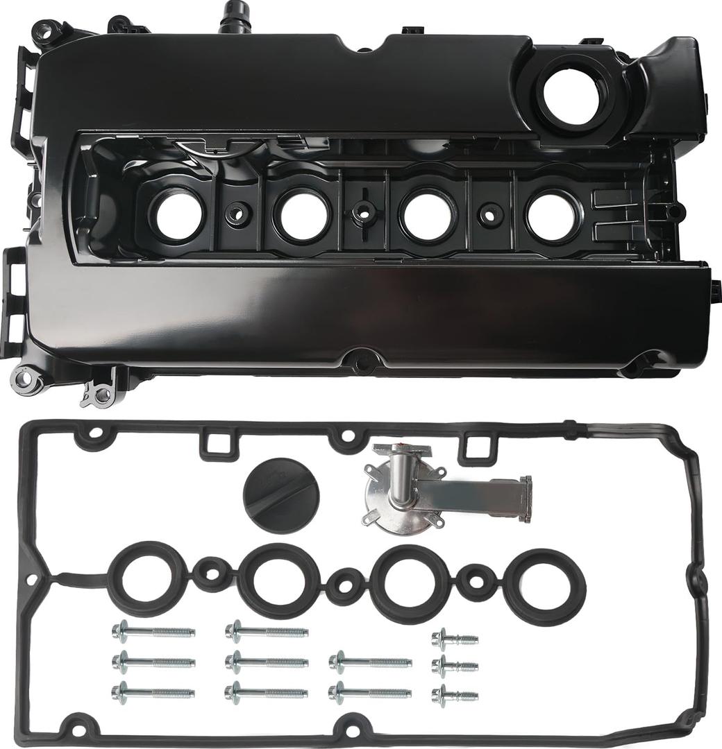 Aluminum Engine Valve Cover Kit with Gasket, Bolts, Oil Filler Cap Compatible with 2011-2016 Chevy Cruze, 2012-2018 Sonic, 2013-2020 Trax, 2009-2011 Aveo Aveo5 1.6L 1.8L Replace# 55558673 55564395