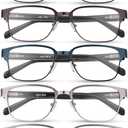 JOLISU 5PCS Reading Glasses Men - Blue Light Blocking Metal Frame for Mens/Women - Durable Readers Fit Read +2.25