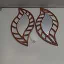 Roowest 2 Pcs Decorative Mirror Wall Decor Leaf Teardrop Mirror Wall Mounted Decorations for Living Room Bedroom Bathroom Vanity Entryway Office(Brown)