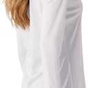 Women's Standard V-Neck UPF 50+ Long Sleeve Swim Rash Guard Shirt (S, White)