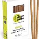 70 PCS of 9.80 Inches Unwrapped Biodegradable Jumbo Boba Straws  Made of Vegetable Fibers, Best Environment Friendly Drinking Straws for Hot and Cold Beverages