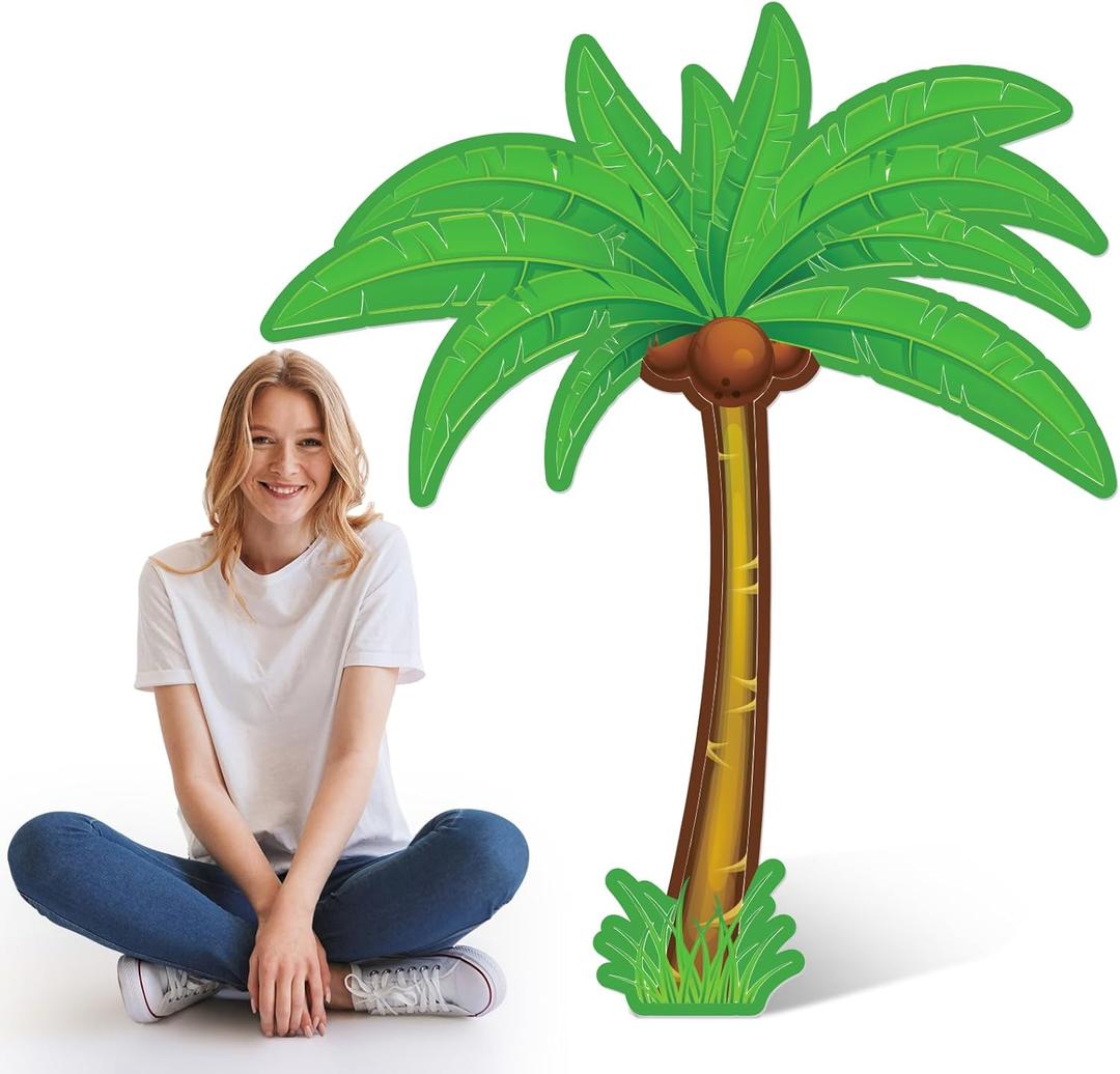 1 PC 4 ft Palm Tree Cardboard Cutout Stand up Luau Party Decorations Aloha Summer Hawaiian Party Photo Props Large Palm Tree Decor for Beach Pool Hawaiian Supplies