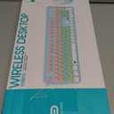 FOPETT Wireless Keyboard and Mouse Combo - Cute Colorful Mouse and Keyboard 2.4G Full-Sized with 104 Round Keys Retro Typewriter Keyboards for Laptop/Windows/PC - Grey Gradient