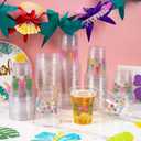 GuassLee 50 Luau Cups for Hawaiian Luau Party Decorations, 12 OZ Tiki Tropical Plastic Disposable Cups, Summer Cup for Pool Flamingo Tiki Birthday Party Decor Supplies