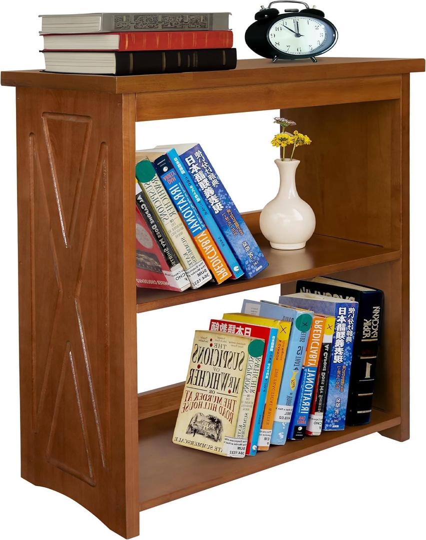 Natural Wood Bookshelf, 3 Tier Bookcase, Freestanding Display Storage Shelves Open Bookshelf for Bedroom, Living Room and Office (Brown, Open Table) (Brown, Table Open)
