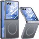 NO.1 Magnetic for Samsung Galaxy Z Flip 7 Case Compatible with MagSafe [Military Grade Drop Tested][Translucent Matte][Anti-Fingerprint] Soft Silicone Bumper for Samsung Flip 7 Case Slim,Grey