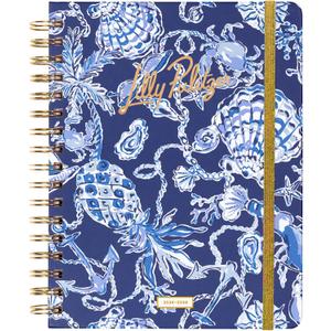 Lilly Pulitzer Large Monthly Planner August 2025 - December 2026, Monthly Agenda & Calendar, Stickers, Pockets, & Spiral Binding (Sapphire Pool Barefoot Beachcomber)