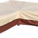 Outdoor Sectional Cover V-Shaped Garden Patio Furniture Covers Waterproof Rip-Stop Anti-UV 600D Outdoor Couch Sofa Cover with 3 Air Vents, 85"(85''L) x 33.5''D x 31''H, Beige & Reddish Brown