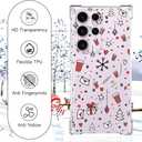 Clear for Samsung Galaxy S23 Ultra Christmas Case,Crystal Soft TPU Anti-Drop Shockproof Protective Cover/Love Heart Happy New Year Phone Case for Samsung Galaxy S23 Ultra Women (hearts and stars)