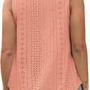 VISLILY Women's-Plus-Size-Summer-Tank-Tops Lace Trim Deep V Neck Shirts Cute Sleeveless Tunics Trendy Eyelet Blouses XL-5XL (Orange, XXL)