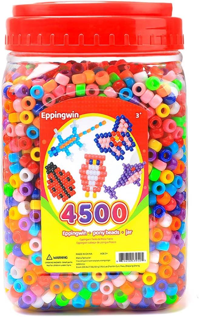 2.5 lb Wholesale Large Pony Beads (6x9 mm) Bucket, Easy Storage Beads Bulk, Over 4500 Pony Bead for Jewelry Making, Crafts (Classic Color)