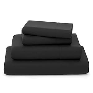 Cosy House Collection Luxury Bamboo Sheets - Blend of Rayon Derived from Bamboo - Cooling & Breathable, Silky Soft, 16-Inch Deep Pockets - 5-Piece Bedding Set - Split King, Black