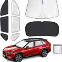 ZATOOTO Car Window Shades for Toyota RAV4 2019-2024, Full Coverage Car Sun Shade for Side Window & Windshield |6-Layer Thickened|Ultra-bright Reflection| Extreme Cooling & Blackout Privacy for Camping