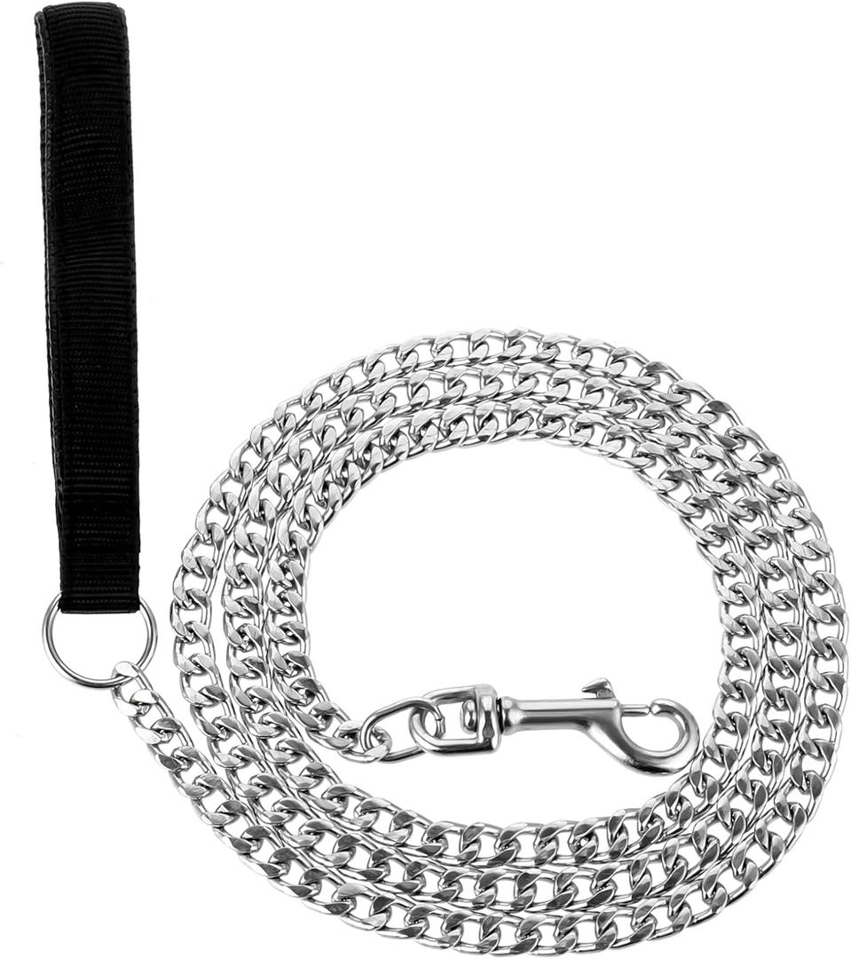 Chain Heavy Duty Metal Dog Leash 6FT Stainless Steel Cuban Link Chain Labor Chew Proof Pet Leash Chain with Soft Padded Handle for Medium Big Dogs Walking,Traffic Training Traveling(20-100 lbs) Chain Heavy Duty Metal Dog Leash 6FT Stainless Steel Cuban Link Chain Labor Chew Proof Pet Leash Chain with Soft Padded Handle for Medium Big Dogs Walking,Traffic Training Traveling(20-100 lbs)