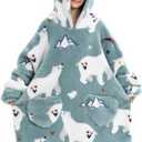 Zando Blanket Hoodie Wearable Blanket Kids Toddler Oversized Comfy Sweater Warm Sherpa Fleece for Girls Boys Gift, 6-10