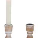 NUPTIO Taper Candle Holders Wood: 2 Pcs Rustic Brown Wooden Candlestick Holder - Vintage Small Farmhouse Candles Stick Candleholder for Christmas Wedding Party Home Living Room Table Decor