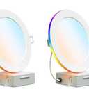 SMAVISTA 12W Smart Recessed Downlights 6 Inch, RGBCW WiFi LED Retrofit Light, Compatible with Alexa/Google Assistant, Sync to Music Mode & Multiple DIY Scene Mode with Junction Box, 2pk