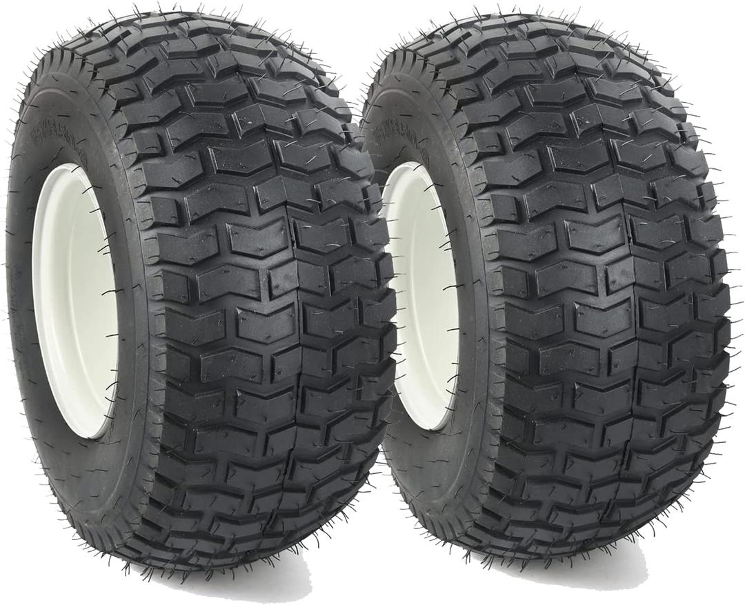 (2-Pack) 18" Tubeless Tires On Rims - 18x8.5-8 Tire and Wheel Assemblies - 4-Lug 4" Center - 2.83" Center Bore - Load Range B Max Tire Weight of 815 Lbs - Compatible with Alumacraft Boat Trailers (White)