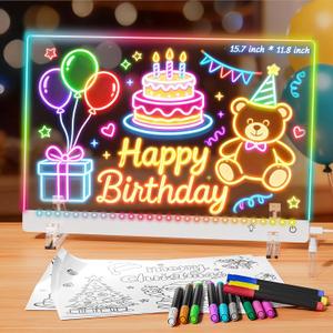 Oversized LED Drawing Board for Kids with 11 Light Effect(15.7"x11.8") | LED Note Board with Colors, 4 Modes & 7 Colors Acrylic Dry Erase Board for Home, Office, Birthday Gifts
