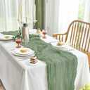 IVAPUPU 2 Pcs Cheesecloth Table Runner - 10ft Sage Green Boho Rustic Gauze Cheese Cloth Table Runner for Baby Shower Decorations Wedding Party Spring Garden Farmhouse Mothers Day Decor