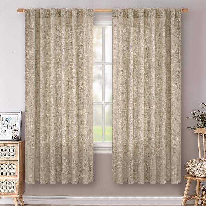 BGment Linen Curtain Wide Each Panel