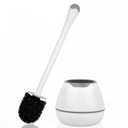 Toilet Brush and Holder, Toilet Bowl Brush with Long Handle, Plastic Holder Easy to Hide, Drip-Proof, Easy to Assemble, Deep Cleaning (1 Pack, White)