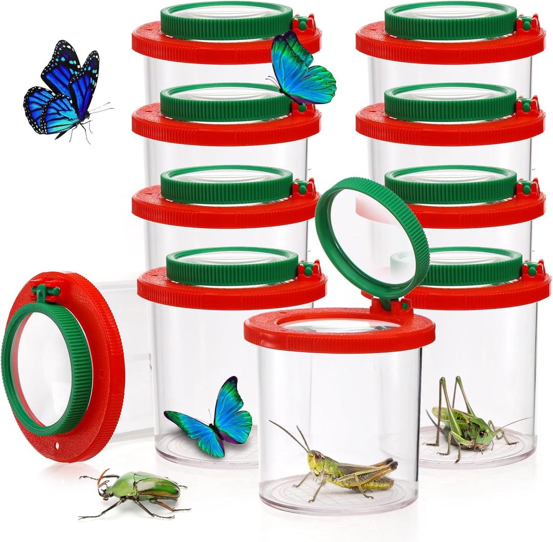 Coloch Set of 10 Insert Bug Viewer for Kids, Magnifying Insect Box, Bug Magnifier Container Critter Insect Bug Cage Bug Jar Bug Viewer Collecting Kit Bug Catcher Set