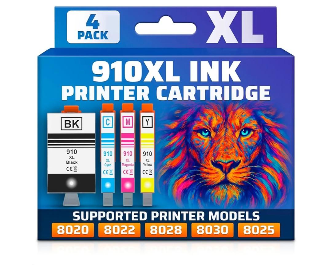 910XL Ink Cartridge Combo Pack – Includes Black & Color – Compatible with HP 8020, 8025, 8028, 8030, 8035, 8010, 8015, 8018, 8022 – Vivid Results – Easy Installation