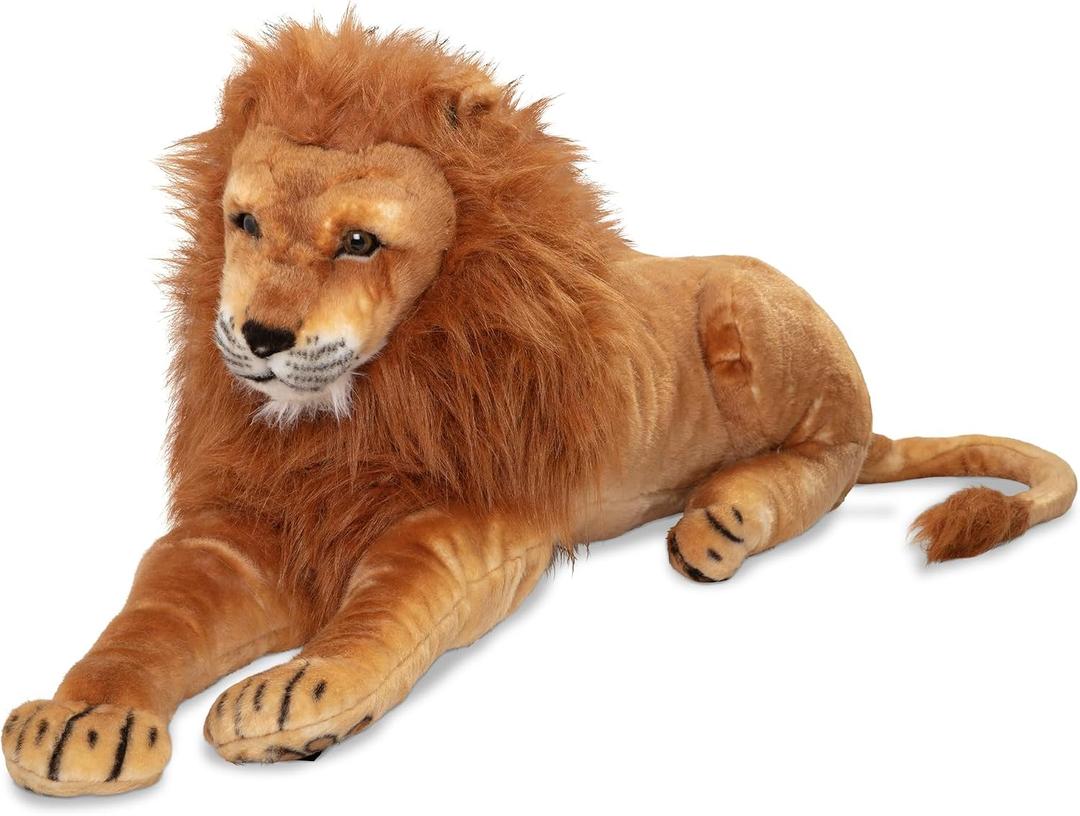 Melissa & Doug Giant Lion Stuffed Animal Plush Toy (Over 6 Feet Long) - Lifelike Plushie Lion for Pretend Play and Room Decor, Toddler Toys for Ages 3+, 31.7 x 20.7 x 10.7