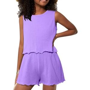 Ecolala Girls' Summer 2 Piece Outfits Sleeveless Tank Tops and Wide Leg Shorts Sets 7-8Y Ecolala Girls' Summer 2 Piece Outfits Sleeveless Tank Tops and Wide Leg Shorts Sets 7-8Y