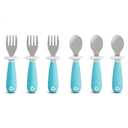 Munchkin Raise Toddler Fork and Spoon Utensil Set, Rest Keeps Tip Off Table, BPA Free, 6 Pack, Blue