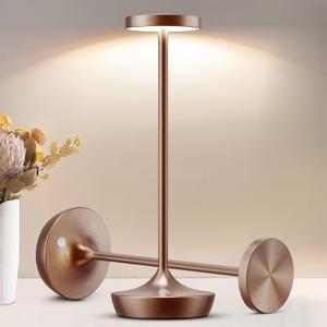 2 Pack LED Cordless Table Lamp RechargeableOutdoor Battery Operated Desk Lamp Touch 3 Color Dimming Portable Waterproof Night Light for Patio/Restaurant/Dining/Home (Coffee Brown)