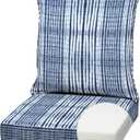 Arden Outdoor Foam Deep Seat Cushion Set, 22 in x 24 in, Weather-Proof, Rain-Proof, Fade Resistant Patio Cushion, Bottom and Back Cushion for Chair, Sofa, and Couch Blue Shibori Stripe, 1 Pack