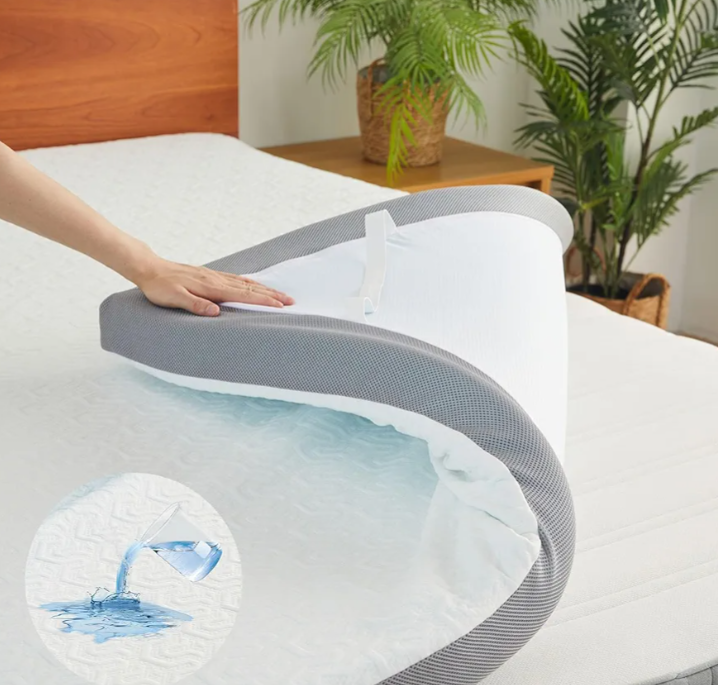 Gel Memory Foam Mattress Topper Twin Size, Firm Bed Mattress Topper Waterproof for Body Support & Pressure Relief, with Removable Cover, Soft & Breathable, Gray 4 Inch Thickness