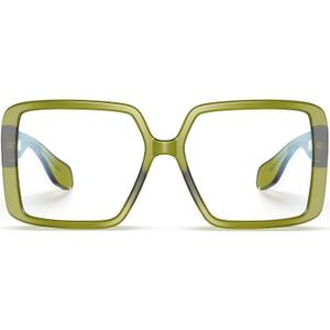 VISOONE Oversized TR90 Blue Light Blocking Glasses Fashion Accessories Non Prescription for Women Harvard (Olive Green)