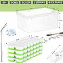 56pcs Ice Cube Tray with Lid and Bin Stackable 4 Trays Plastic Silicone Freezer Mold, Large Ice Bucket with Scoop, Tong & 2 SS Straws Easy Release Ice Maker for Cocktail, Coffee, RV, Whiskey
