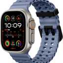 Odbeai Ocean Sport band Compatible with Apple Watch Ultra 2 3/Ultra Band for Men 49mm 46mm 45mm 44mm 42mm,Soft Silicone Breathable Waterproof Outdoors for iWatch Series 11 10 9 8-1 SE Blue Grey Men