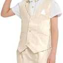 Summer Boys Suit Dress Clothes Kids Wedding Ring Bearer Outfit 4Pcs Shirt Vest Shorts Setb 130