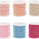 PH PandaHall 32 Yards 6 Colors Braid Trim for Sewing, 3/8 inch(11mm) Polyester Lace Trim Fringe Trim Fabric Gimp Braid Trim Ribbon Roll for Upholstery Costume Curtain DIY Crafts Jewelry Making