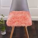 Softlife Square Faux Fur Sheepskin Chair Cover Seat Cushion Pad Super Soft Area Rugs for Living Bedroom Sofa (1.6ft x 1.6ft, Coral) 1 pack