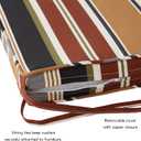 Outdoor 18 inch Square Patio Dining Chair Pads – Comfortable Fiber-Filled Seat Cushions with Ties, Reversible Polyester Fabric - Brick Stripe, Set of 4