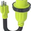 15 Amp to 30 Amp 110 Volt RV Plug Adapter Cord,NEMA 5-15P Male to L5-30R Twist Lock Female,Heavy Duty STW 10 Gauge for RV Trailer Camper,Electrical Power Dogbone Plug,ETL Listed (12 Inch)