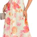 LYANER Women's Floral Ruffle Hem A Line Adjustable Spaghetti Strap Elegant Long Dress (XS)