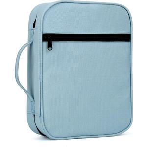 GERMUN Bible Cover with Durable Handle, Carrying Book Case Church Bag Bible, Protective with Zippered Pocket, Bible Study Accessories Supplies, Book Protector for Book Lovers, BlueBlack