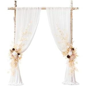 Ling's moment Wedding Arch Flowers for Wedding Ceremony Arrangement Decor, 2 Pcs Fake Flowers Swag Floral Garland Decoration, 2pcs Drapes Kit, Backdrop Stand for Party Wedding Gifts|Beige